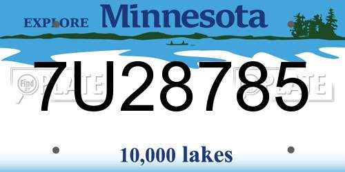 7U28785 Minnesota License Plate