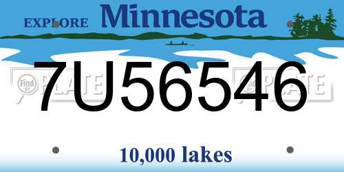 7U56546 Minnesota License Plate