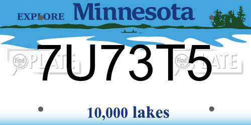 7U73T5 Minnesota License Plate
