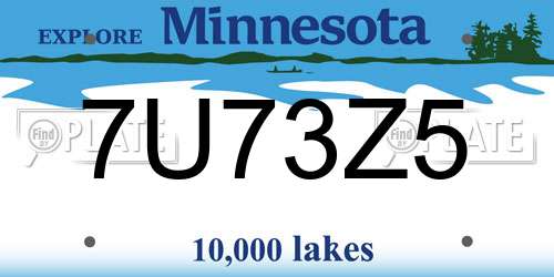 7U73Z5 Minnesota License Plate