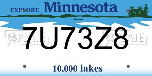 7U73Z8 Minnesota License Plate
