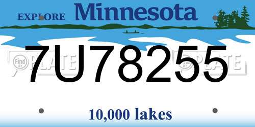 7U78255 Minnesota License Plate