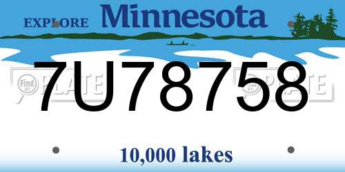 7U78758 Minnesota License Plate