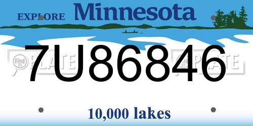 7U86846 Minnesota License Plate