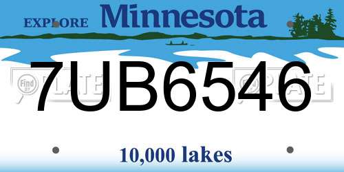 7UB6546 Minnesota License Plate