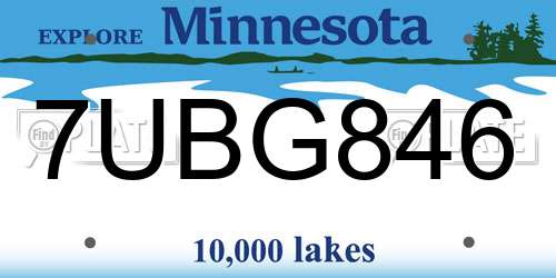 7UBG846 Minnesota License Plate