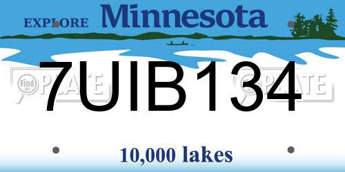 7UIB134 Minnesota License Plate
