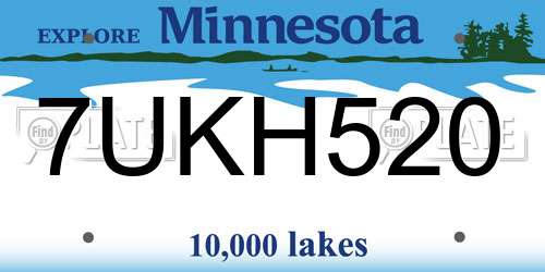 7UKH520 Minnesota License Plate