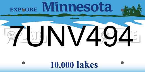 7UNV494 Minnesota License Plate