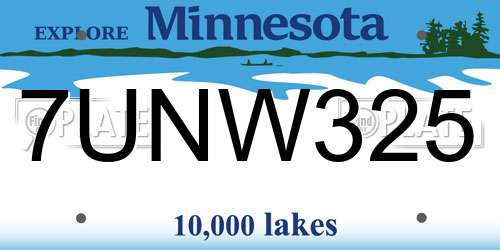 7UNW325 Minnesota License Plate
