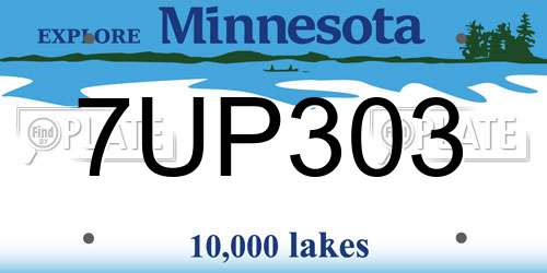 7UP303 Minnesota License Plate