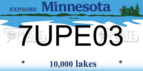 7UPE03 Minnesota License Plate