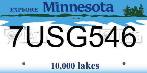 7USG546 Minnesota License Plate