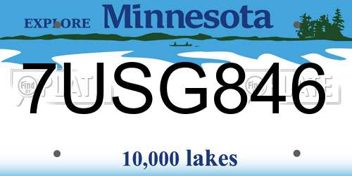 7USG846 Minnesota License Plate