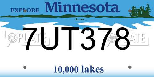 7UT378 Minnesota License Plate