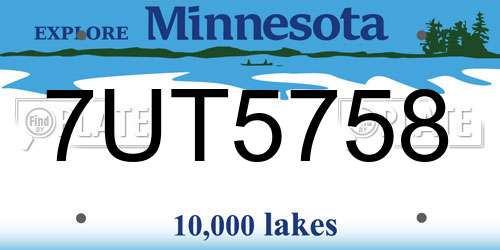 7UT5758 Minnesota License Plate