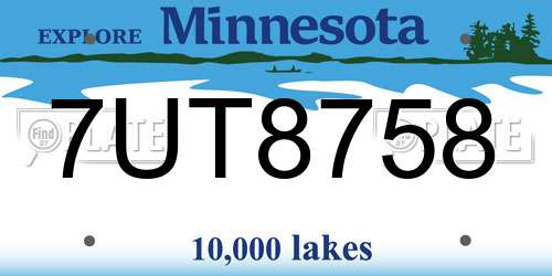 7UT8758 Minnesota License Plate