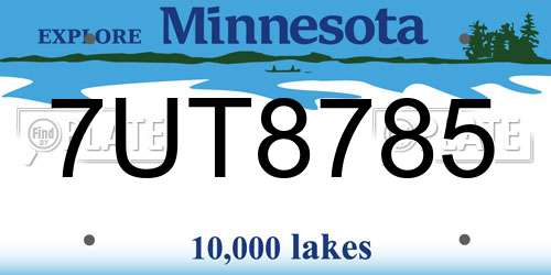 7UT8785 Minnesota License Plate