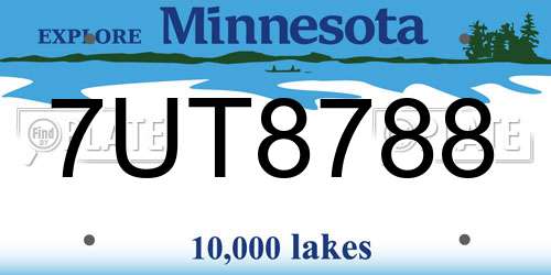 7UT8788 Minnesota License Plate