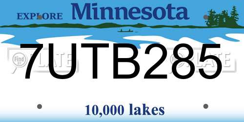 7UTB285 Minnesota License Plate