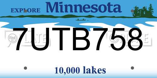 7UTB758 Minnesota License Plate