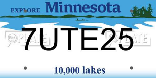 7UTE25 Minnesota License Plate