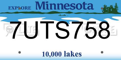 7UTS758 Minnesota License Plate