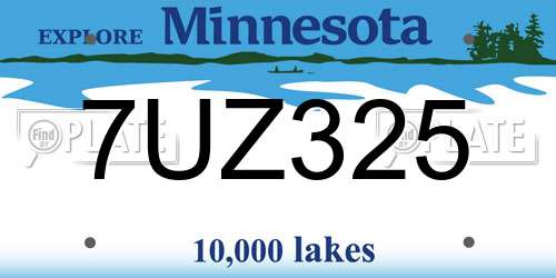 7UZ325 Minnesota License Plate