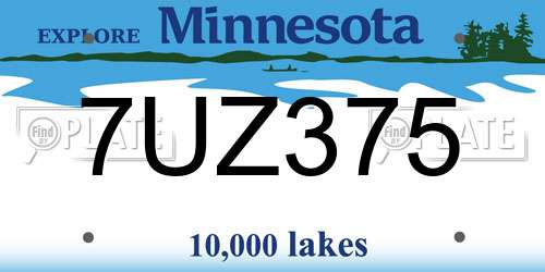 7UZ375 Minnesota License Plate