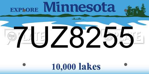 7UZ8255 Minnesota License Plate