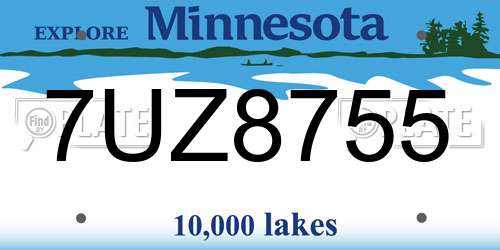 7UZ8755 Minnesota License Plate