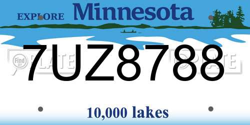 7UZ8788 Minnesota License Plate