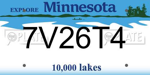 7V26T4 Minnesota License Plate