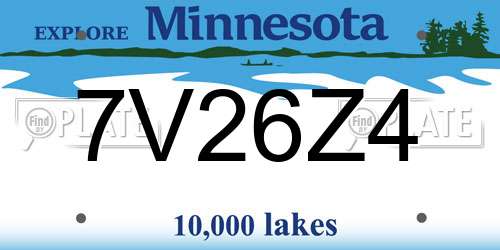 7V26Z4 Minnesota License Plate