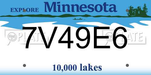 7V49E6 Minnesota License Plate