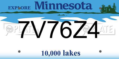 7V76Z4 Minnesota License Plate