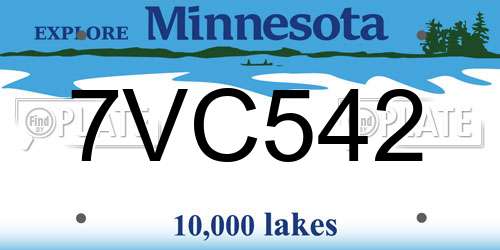 7VC542 Minnesota License Plate