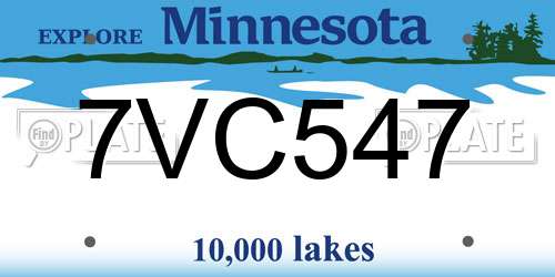 7VC547 Minnesota License Plate
