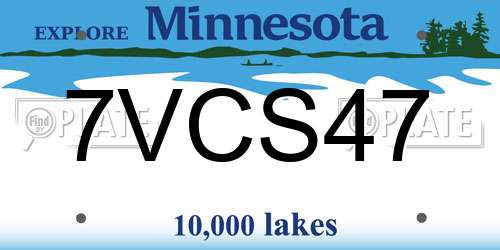 7VCS47 Minnesota License Plate