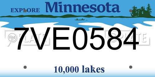 7VE0584 Minnesota License Plate