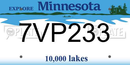 7VP233 Minnesota License Plate