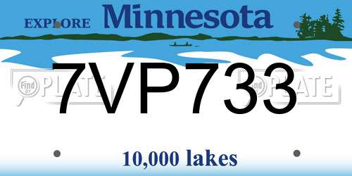 7VP733 Minnesota License Plate