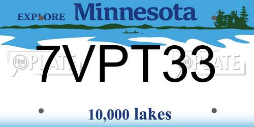7VPT33 Minnesota License Plate