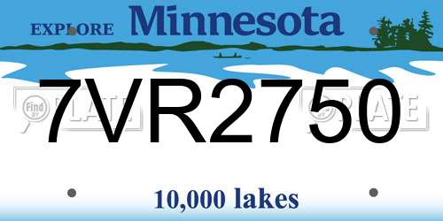 7VR2750 Minnesota License Plate