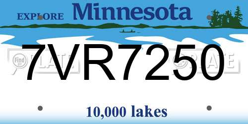 7VR7250 Minnesota License Plate