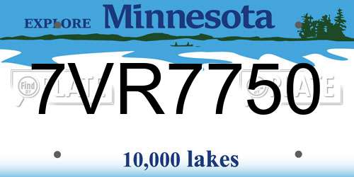 7VR7750 Minnesota License Plate