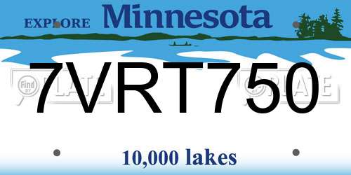 7VRT750 Minnesota License Plate