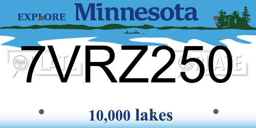 7VRZ250 Minnesota License Plate