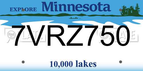 7VRZ750 Minnesota License Plate