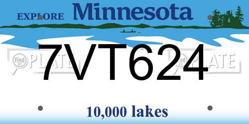 7VT624 Minnesota License Plate